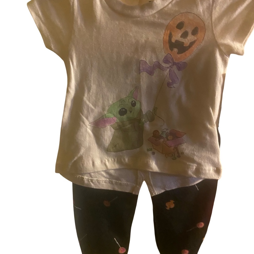 Kids Halloween Baby Yoda  Set - White and Black